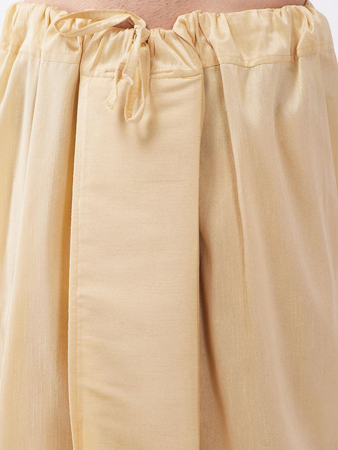 Vastramay Men's Blue Zari Weaved Kurta Dhoti Set